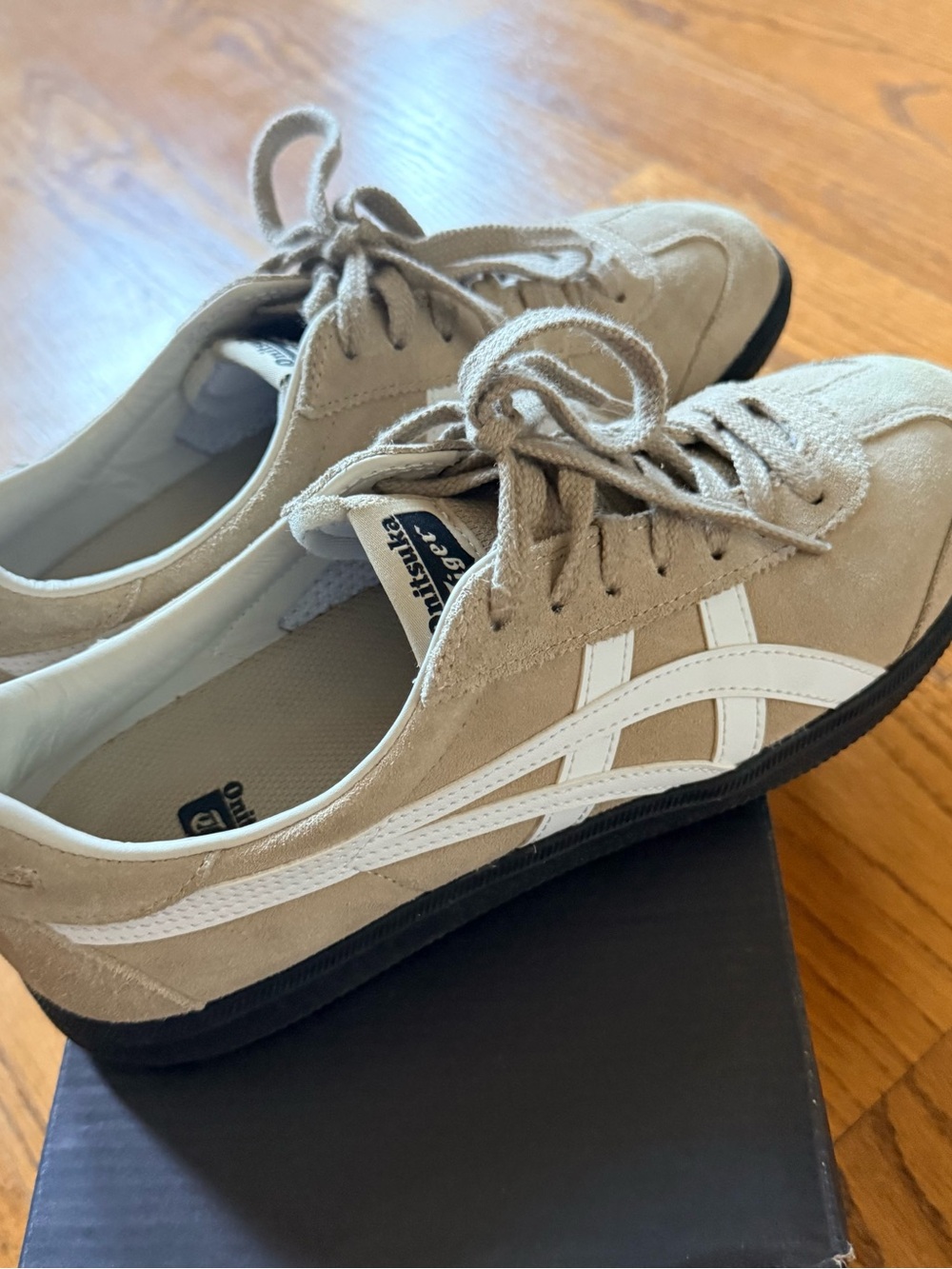 Onitsuka Tiger Tokuten by Asics Suede Sneakers in Taupe with White Stripes